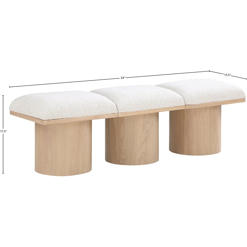 Meridian Furniture Pavilion Cream Boucle Fabric Bench