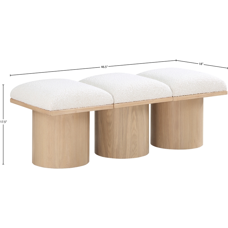 Meridian Furniture Pavilion Cream Boucle Fabric Bench