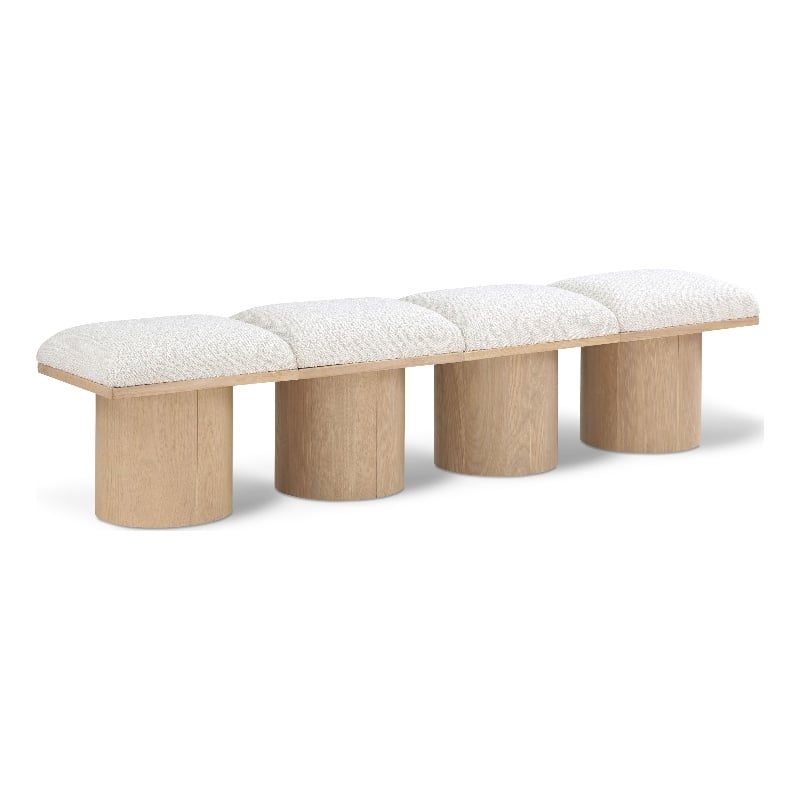 Meridian Furniture Pavilion Cream Boucle Fabric Bench