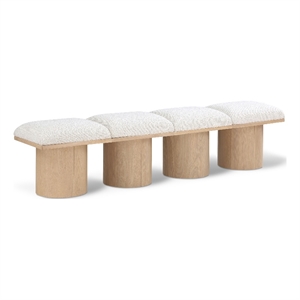Meridian Furniture Pavilion Cream Boucle Fabric Bench