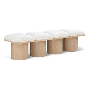 Meridian Furniture Pavilion Cream Boucle Fabric Bench