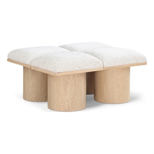 Meridian Furniture Pavilion Cream Boucle Fabric Bench