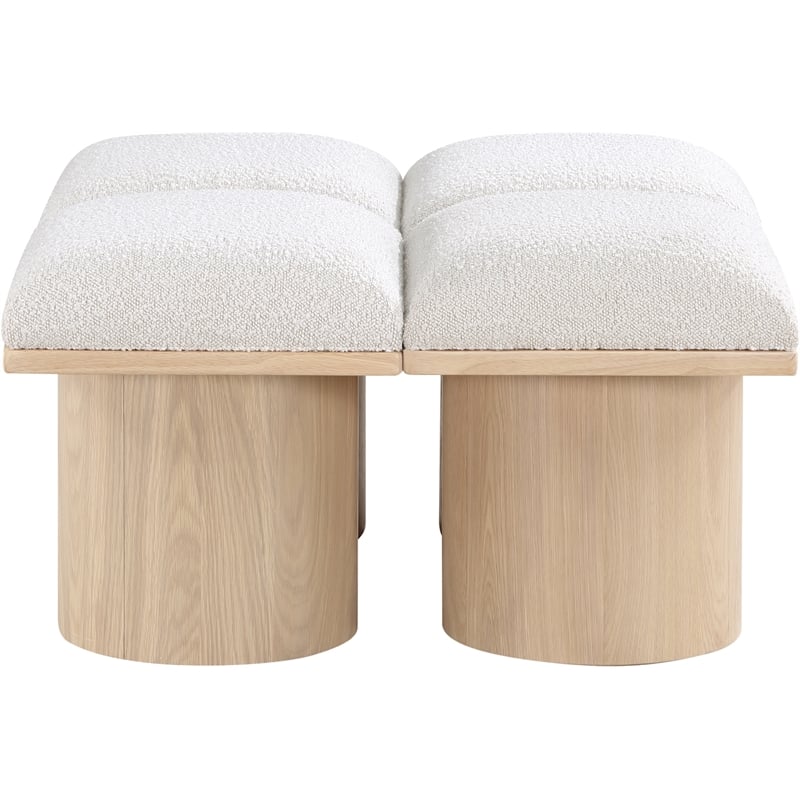 meridian furniture pavilion cream boucle fabric bench