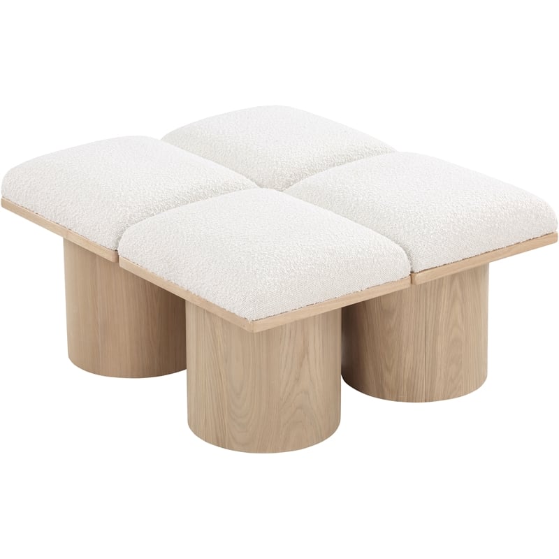 meridian furniture pavilion cream boucle fabric bench
