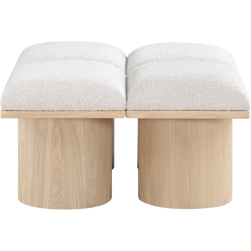 meridian furniture pavilion cream boucle fabric bench