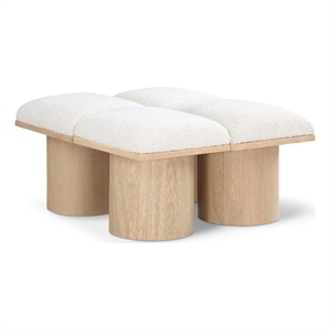 meridian furniture pavilion cream boucle fabric bench