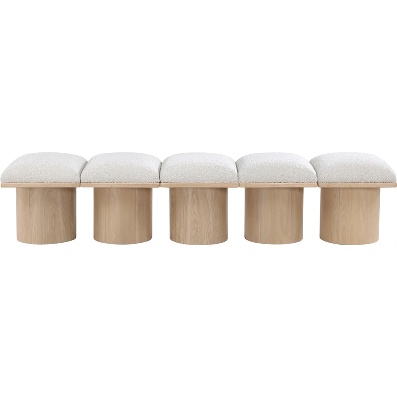 Meridian Furniture Pavilion Cream Boucle Fabric Bench