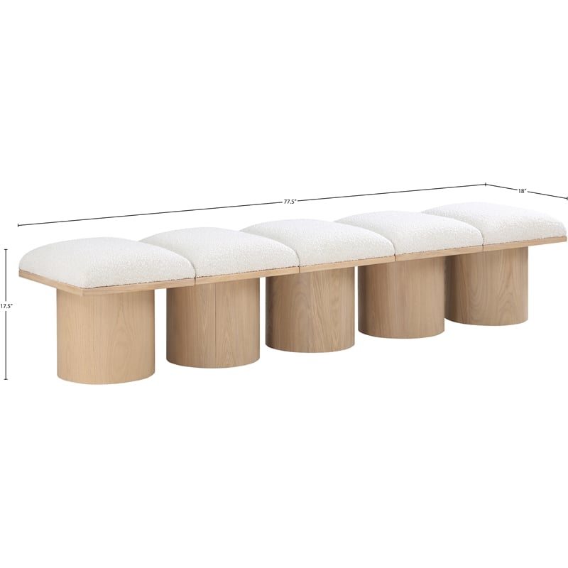 Meridian Furniture Pavilion Cream Boucle Fabric Bench