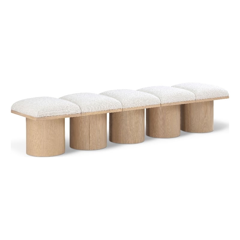 Meridian Furniture Pavilion Cream Boucle Fabric Bench