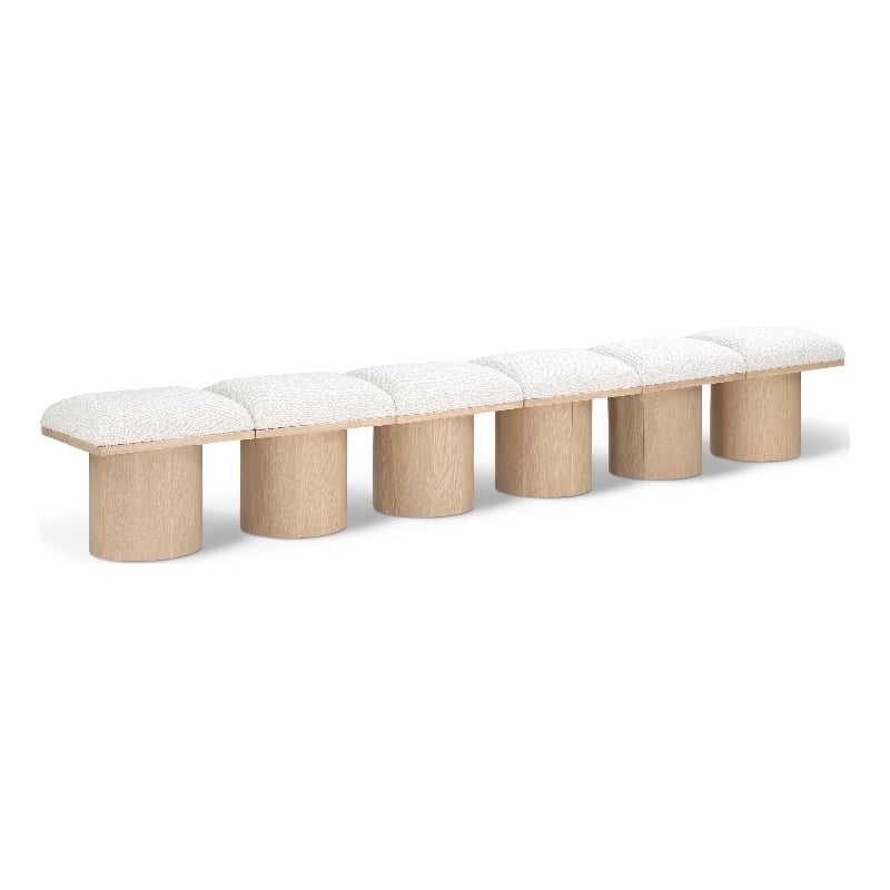 Meridian Furniture Pavilion Cream Boucle Fabric Bench