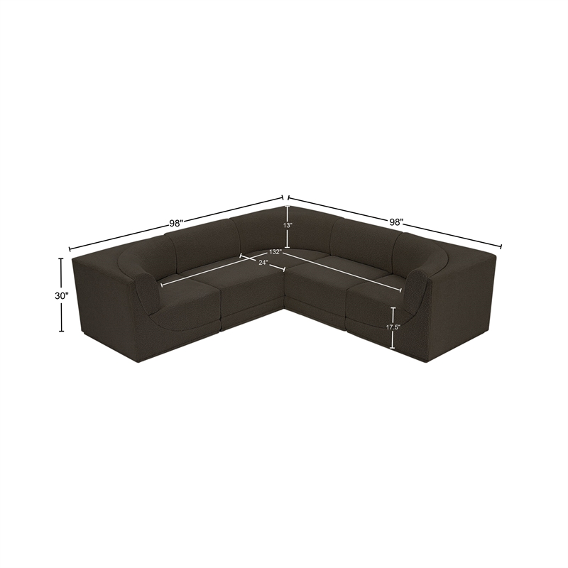 Meridian Furniture Ollie Brown Boucle Fabric Modular Sectional