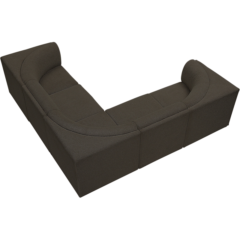 Meridian Furniture Ollie Brown Boucle Fabric Modular Sectional