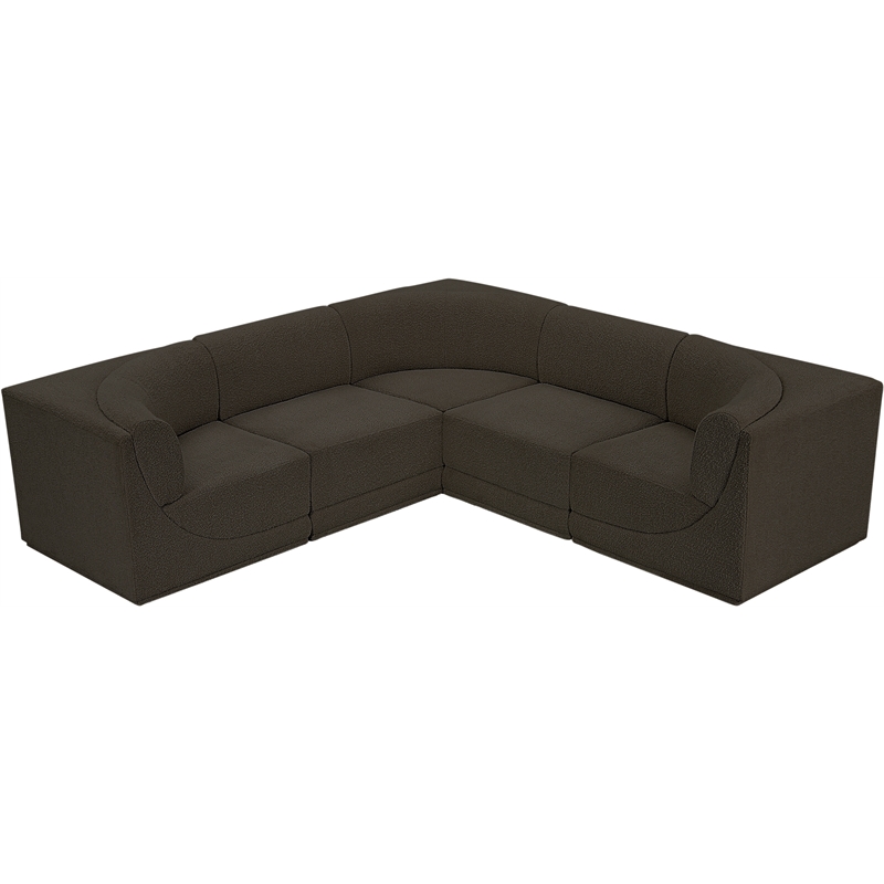 Meridian Furniture Ollie Brown Boucle Fabric Modular Sectional