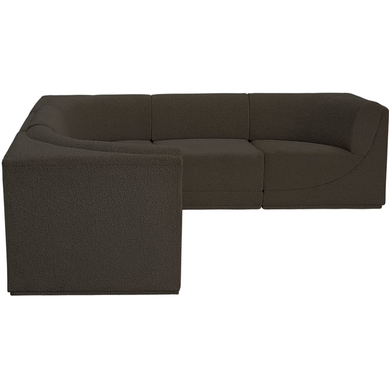 Meridian Furniture Ollie Brown Boucle Fabric Modular Sectional