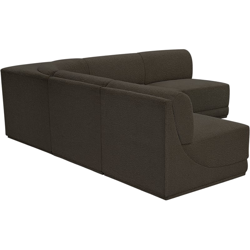 Meridian Furniture Ollie Brown Boucle Fabric Modular Sectional