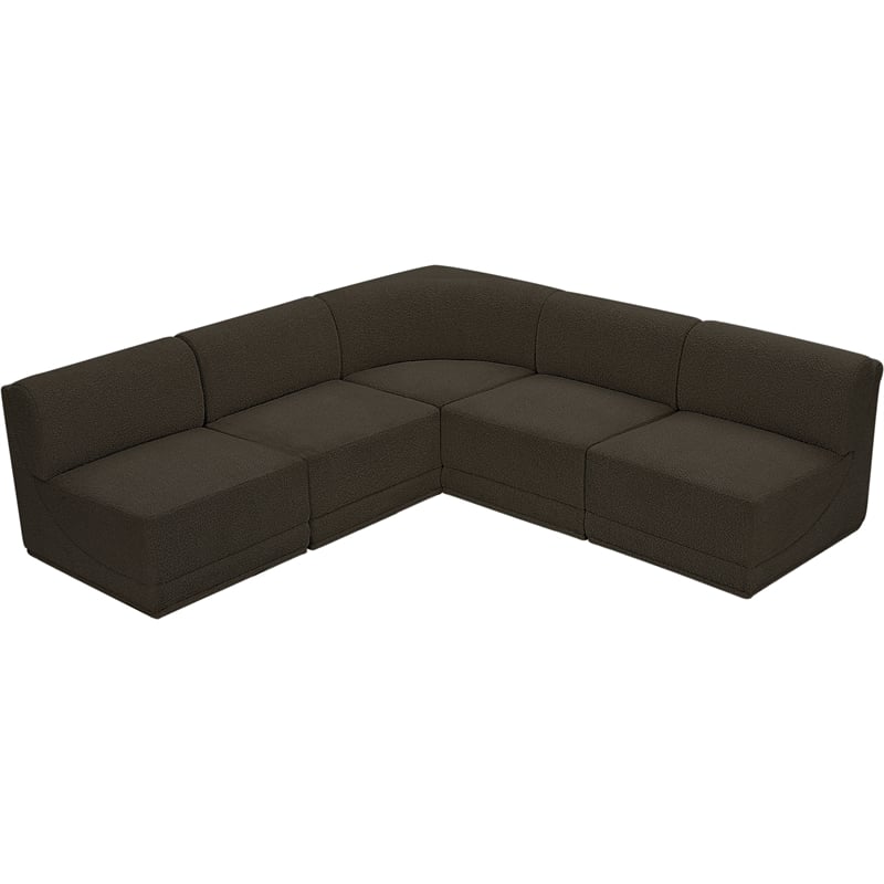Meridian Furniture Ollie Brown Boucle Fabric Modular Sectional