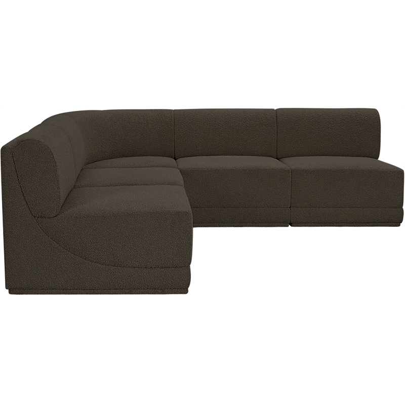 Meridian Furniture Ollie Brown Boucle Fabric Modular Sectional