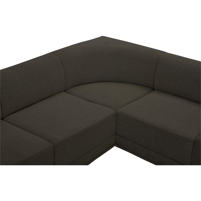 Meridian Furniture Ollie Brown Boucle Fabric Modular Sectional