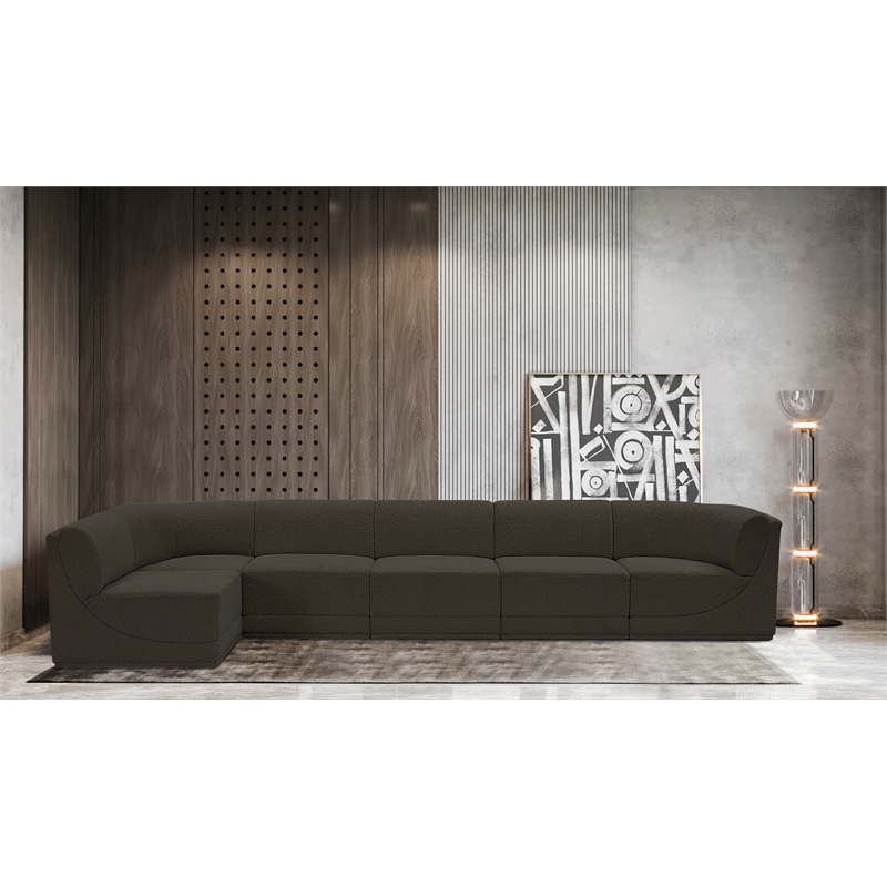 Meridian Furniture Ollie Brown Boucle Fabric Modular Sectional
