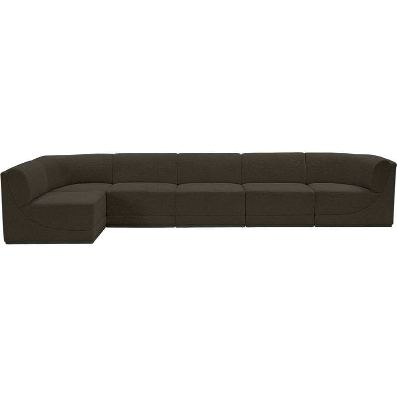 Meridian Furniture Ollie Brown Boucle Fabric Modular Sectional