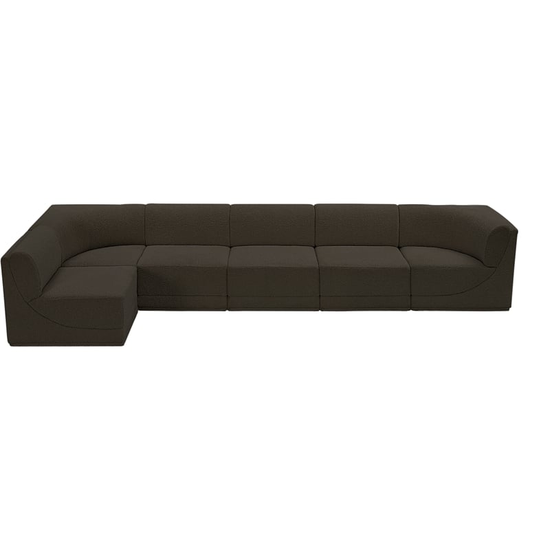 Meridian Furniture Ollie Brown Boucle Fabric Modular Sectional