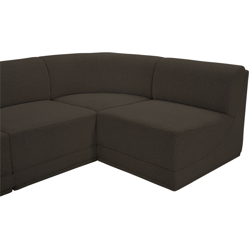 Meridian Furniture Ollie Brown Boucle Fabric Modular Sectional