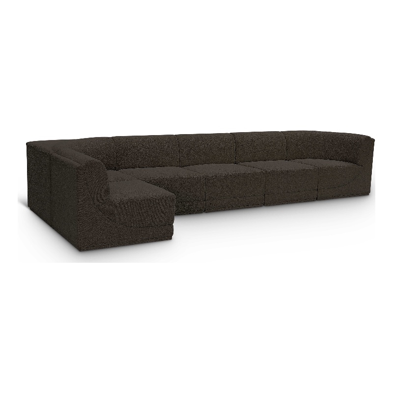 Meridian Furniture Ollie Brown Boucle Fabric Modular Sectional
