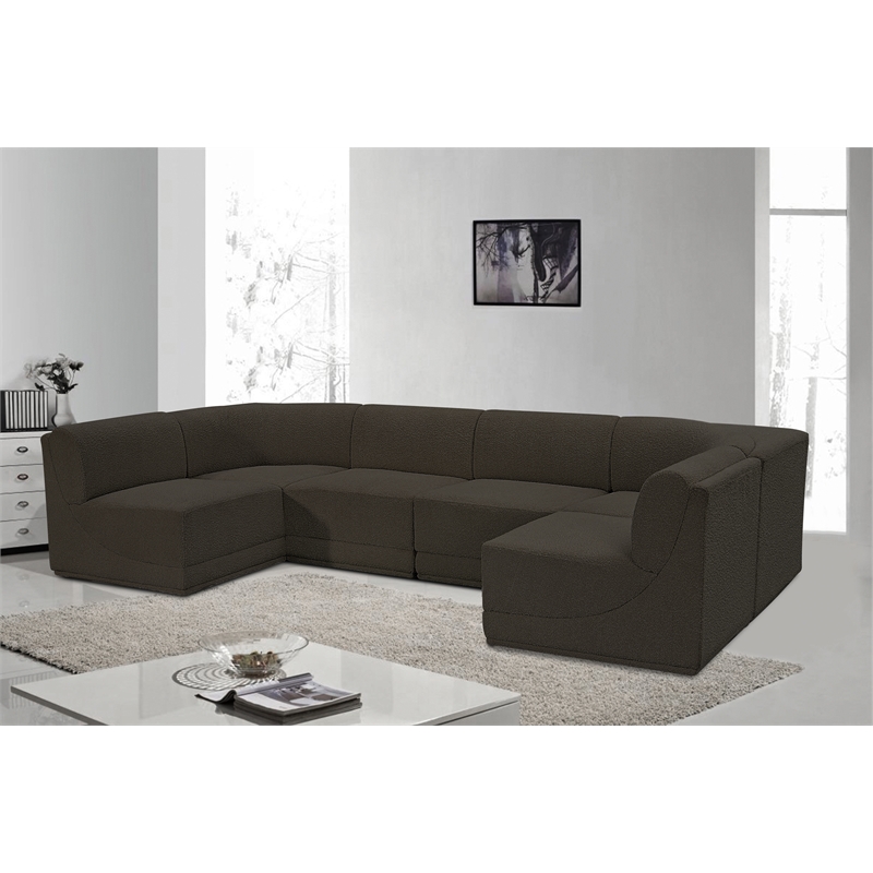 Meridian Furniture Ollie Brown Boucle Fabric Modular Sectional