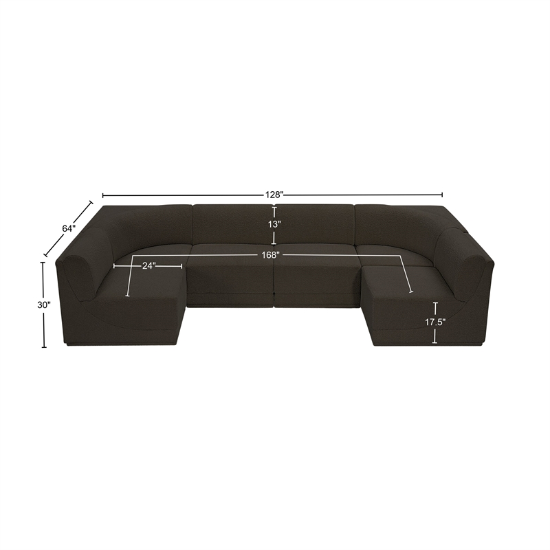 Meridian Furniture Ollie Brown Boucle Fabric Modular Sectional