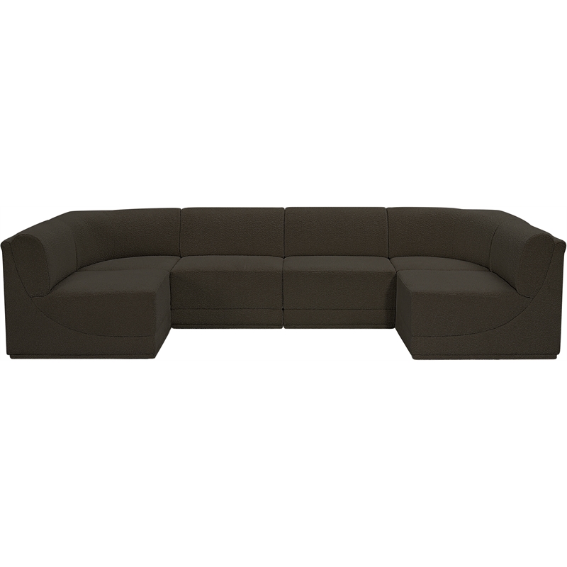 Meridian Furniture Ollie Brown Boucle Fabric Modular Sectional