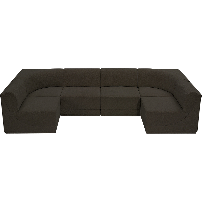 Meridian Furniture Ollie Brown Boucle Fabric Modular Sectional