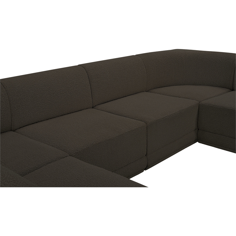 Meridian Furniture Ollie Brown Boucle Fabric Modular Sectional
