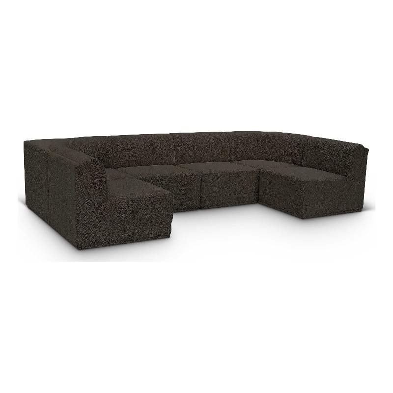 Meridian Furniture Ollie Brown Boucle Fabric Modular Sectional