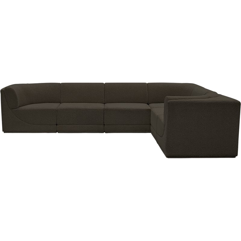 Meridian Furniture Ollie Brown Boucle Fabric Modular Sectional