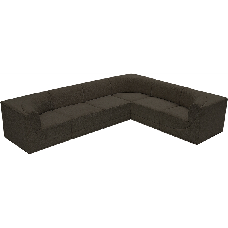 Meridian Furniture Ollie Brown Boucle Fabric Modular Sectional
