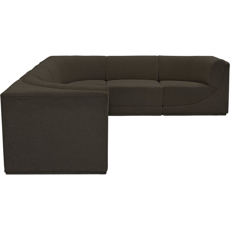 Meridian Furniture Ollie Brown Boucle Fabric Modular Sectional