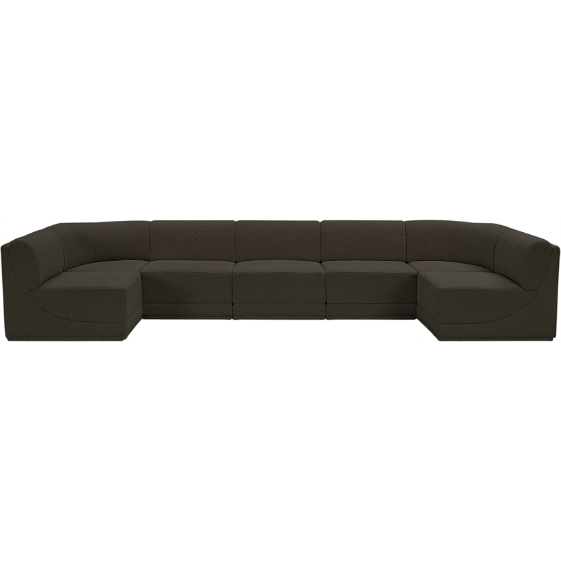 Meridian Furniture Ollie Brown Boucle Fabric Modular Sectional