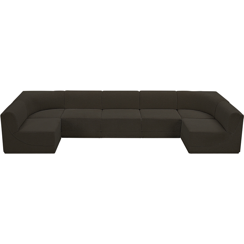 Meridian Furniture Ollie Brown Boucle Fabric Modular Sectional
