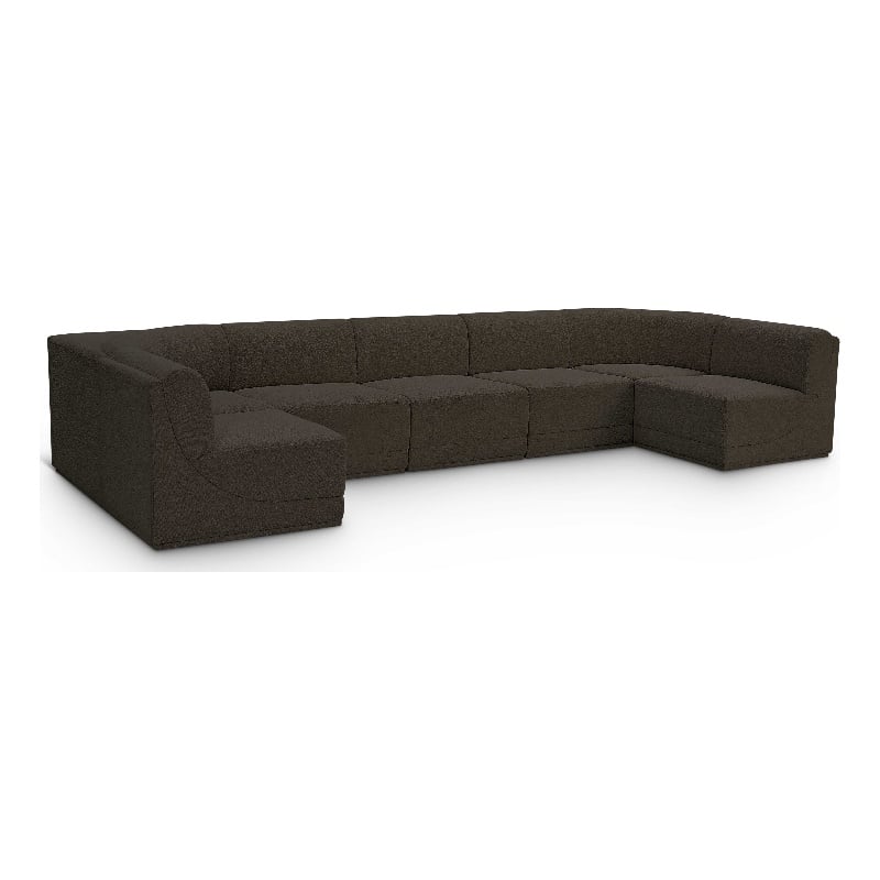 Meridian Furniture Ollie Brown Boucle Fabric Modular Sectional