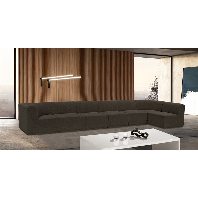 Meridian Furniture Ollie Brown Boucle Fabric Modular Sectional