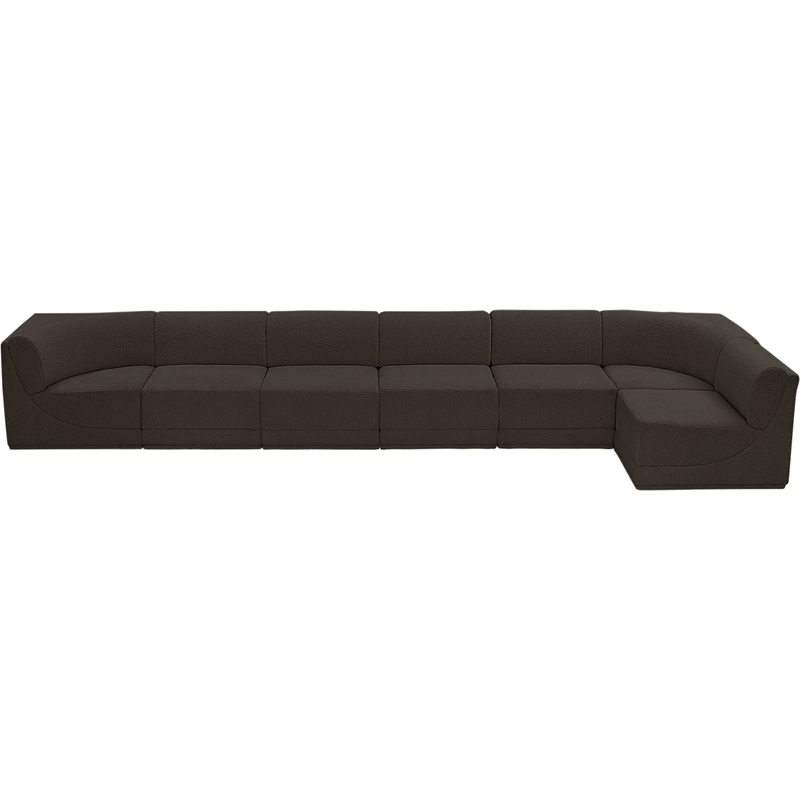 Meridian Furniture Ollie Brown Boucle Fabric Modular Sectional