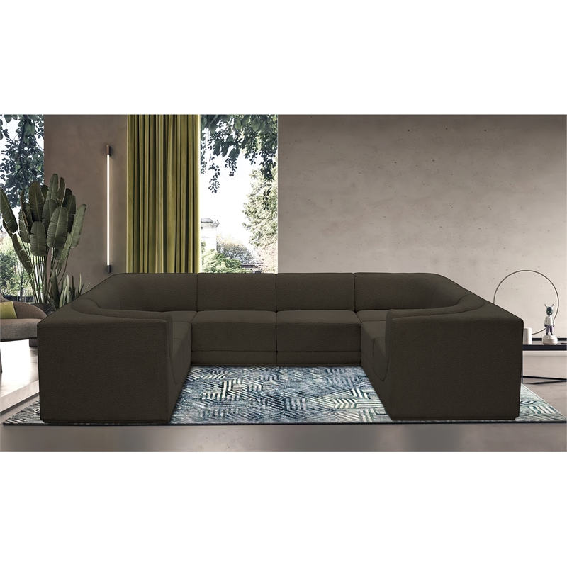 Meridian Furniture Ollie Brown Boucle Fabric Modular Sectional