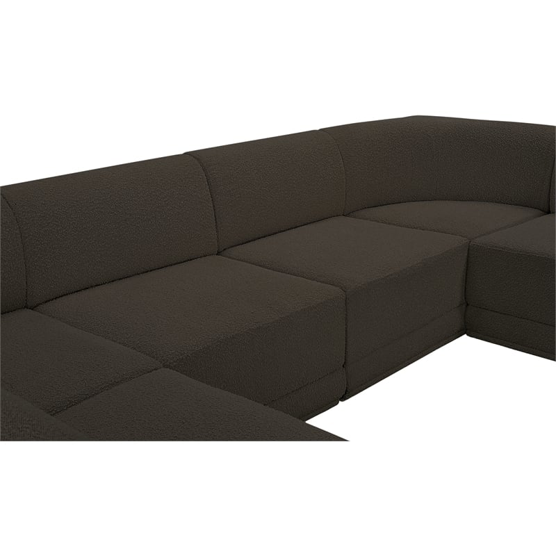 Meridian Furniture Ollie Brown Boucle Fabric Modular Sectional