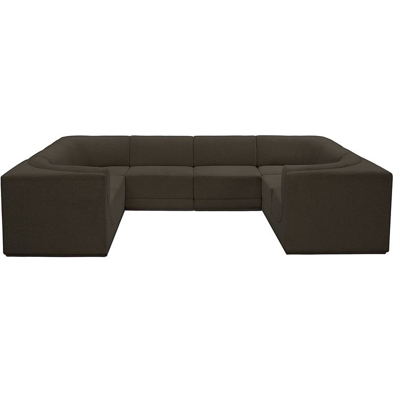 Meridian Furniture Ollie Brown Boucle Fabric Modular Sectional