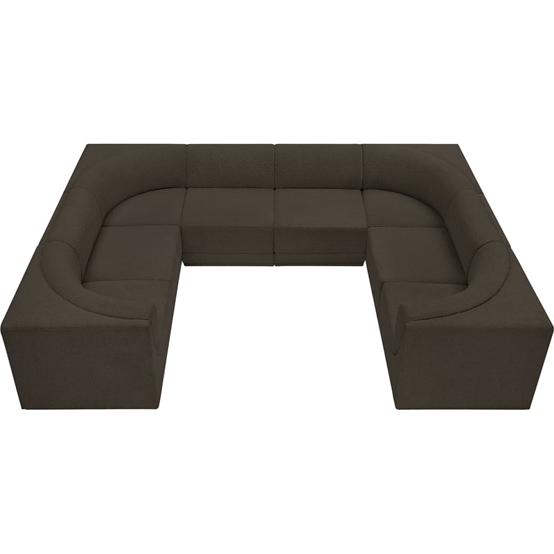 Meridian Furniture Ollie Brown Boucle Fabric Modular Sectional