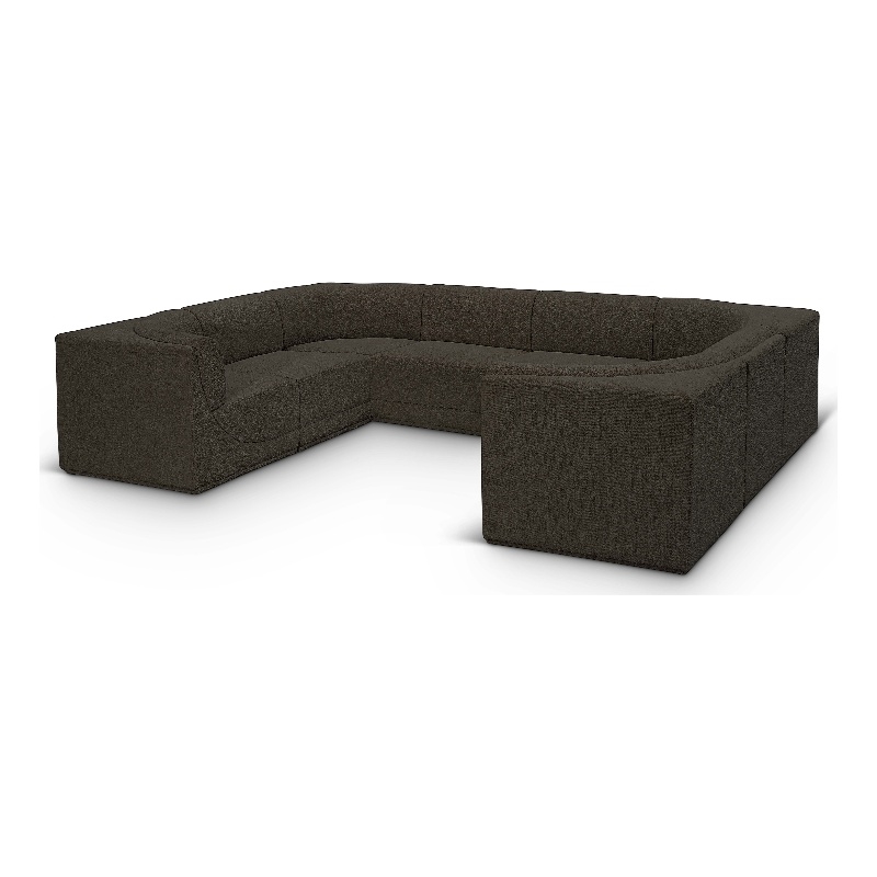 Meridian Furniture Ollie Brown Boucle Fabric Modular Sectional