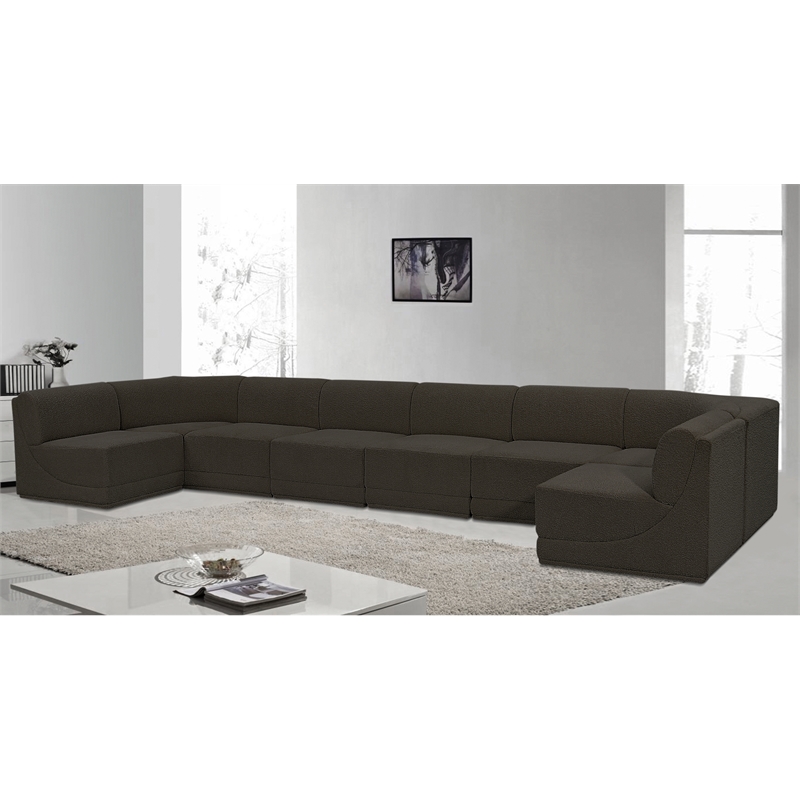Meridian Furniture Ollie Brown Boucle Fabric Modular Sectional