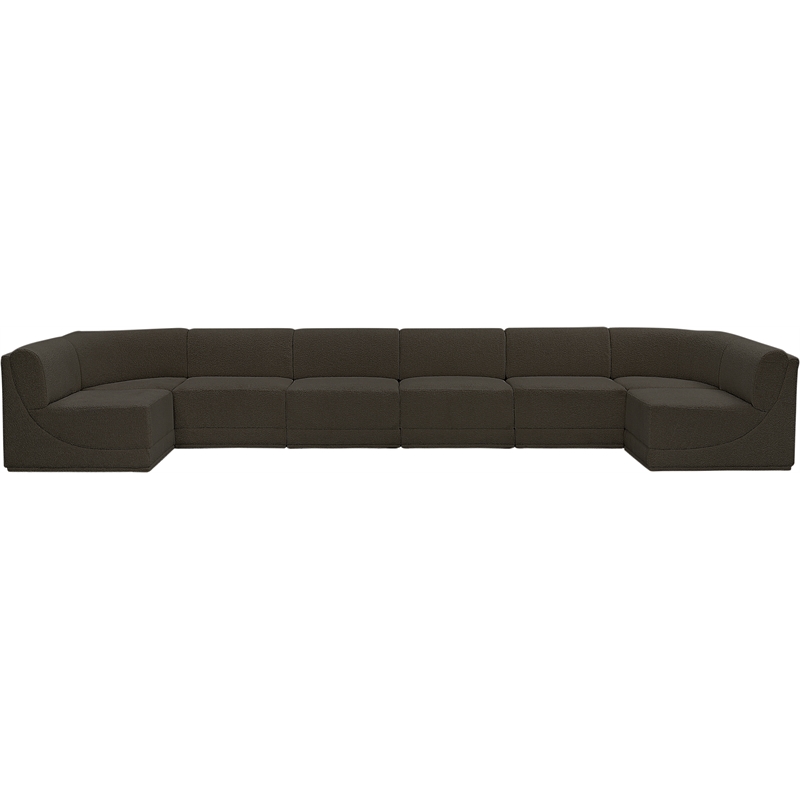 Meridian Furniture Ollie Brown Boucle Fabric Modular Sectional