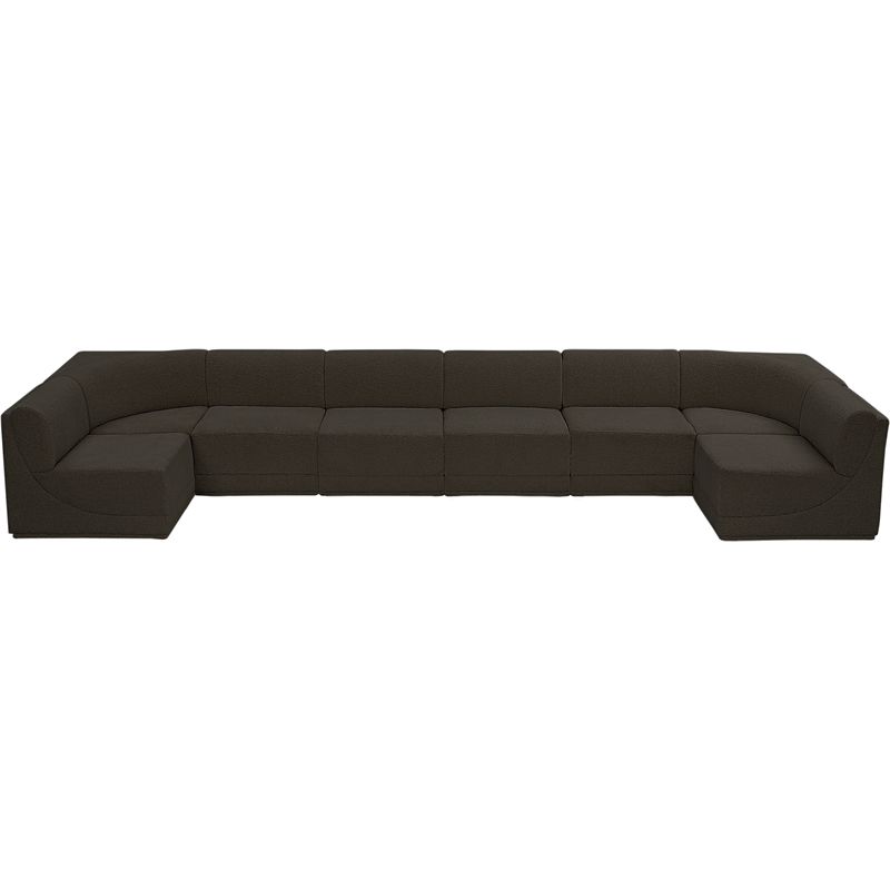 Meridian Furniture Ollie Brown Boucle Fabric Modular Sectional