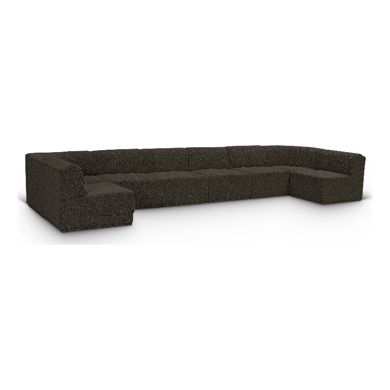 Meridian Furniture Ollie Brown Boucle Fabric Modular Sectional